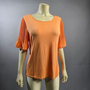 Talbots Orange Flutter Sleeve Blouse Relaxed Fit R3